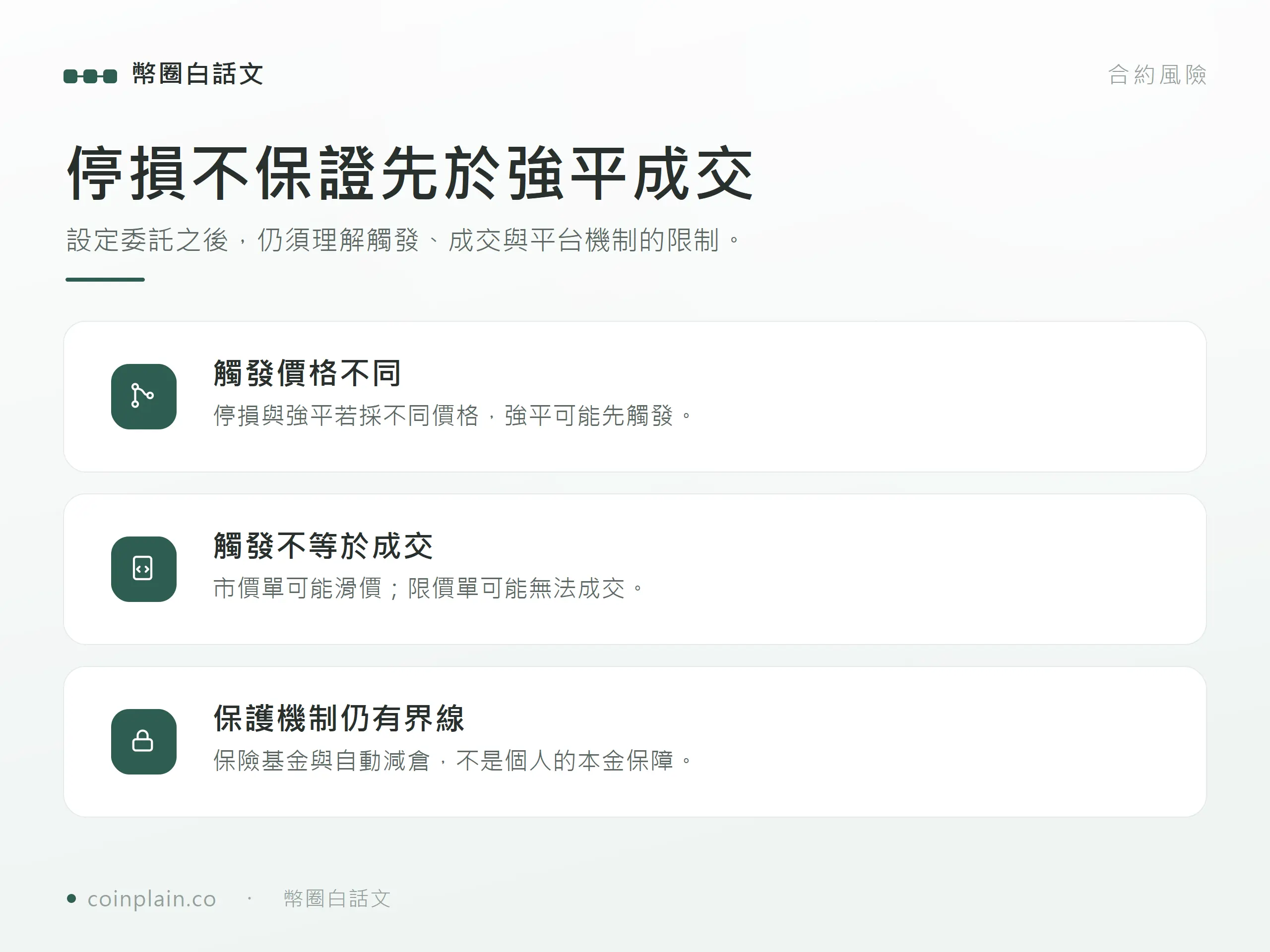 停損觸發價格、成交風險與保險基金的限制